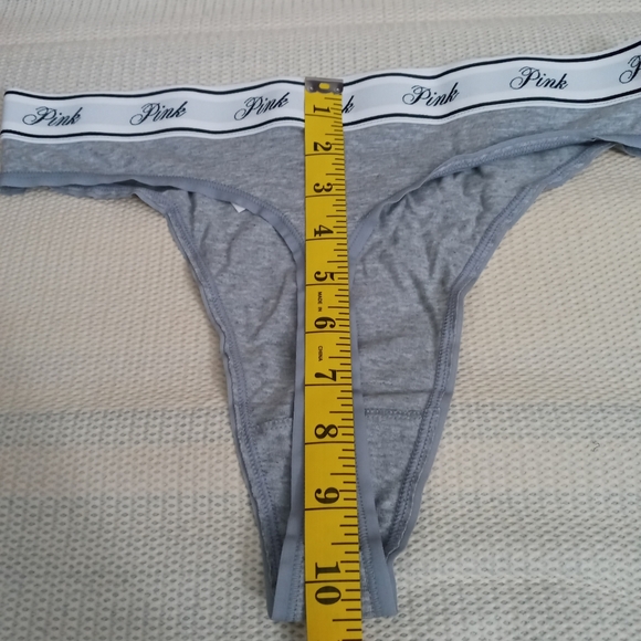 Nwt  PINK  Victoria s S. High Waist Cotton Logo Thong Panty   Size M  Gray Color - Picture 3 of 4